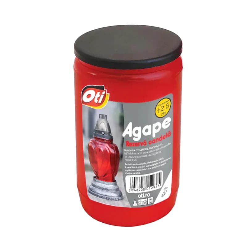 Oti Agape rezerva candela din plastic cu ulei, 2.5 zile, rosu