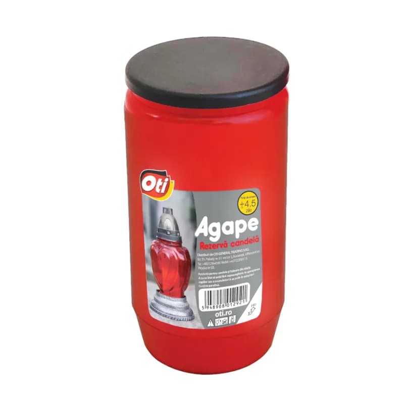 Oti Agape rezerva candela din plastic cu ulei, 4.5 zile, rosu