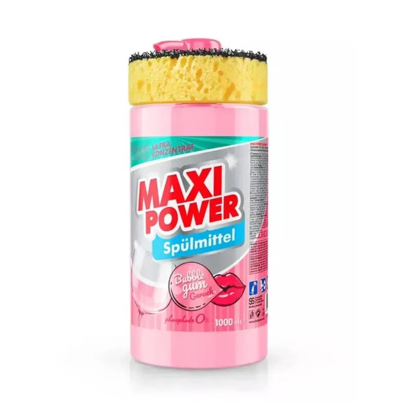 MaxiPower detergent de vase cu burete 1000ml Bubblegum