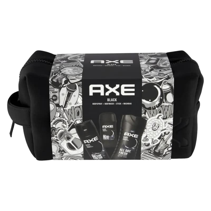 Axe caseta cadou Black 3 piese: gel de dus 250ml + deodorant spray 150ml + deodorant stick 50ml + borseta