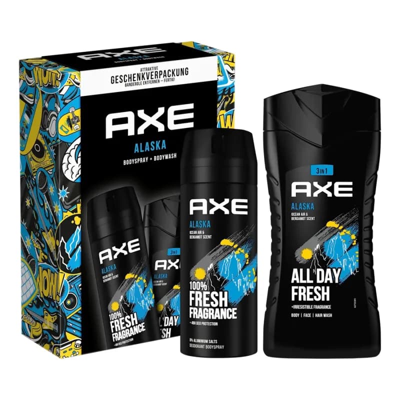 Axe caseta cadou Alaska 2 piese: gel de dus 250ml + deodorant spray 150ml