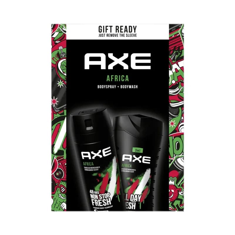 Axe caseta cadou Africa 2 piese: gel de dus 250ml + deodorant spray 150ml