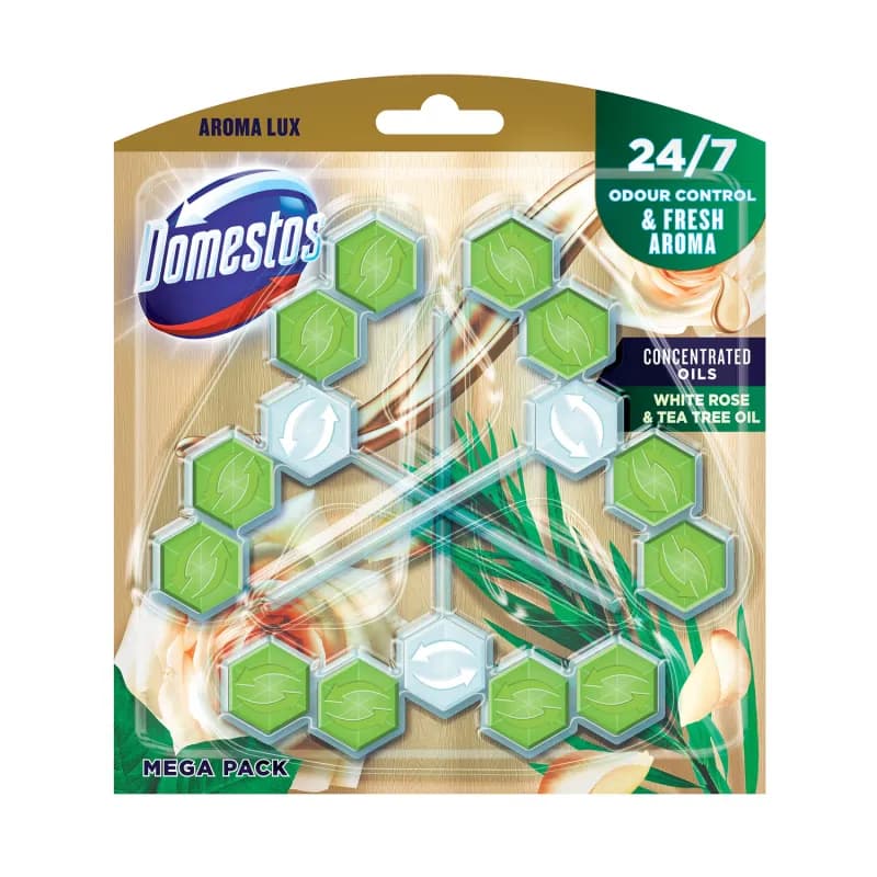 Domestos odorizant pentru toaleta 3x55g Power 5 Aroma Lux White Rose & Tea Tree Oil
