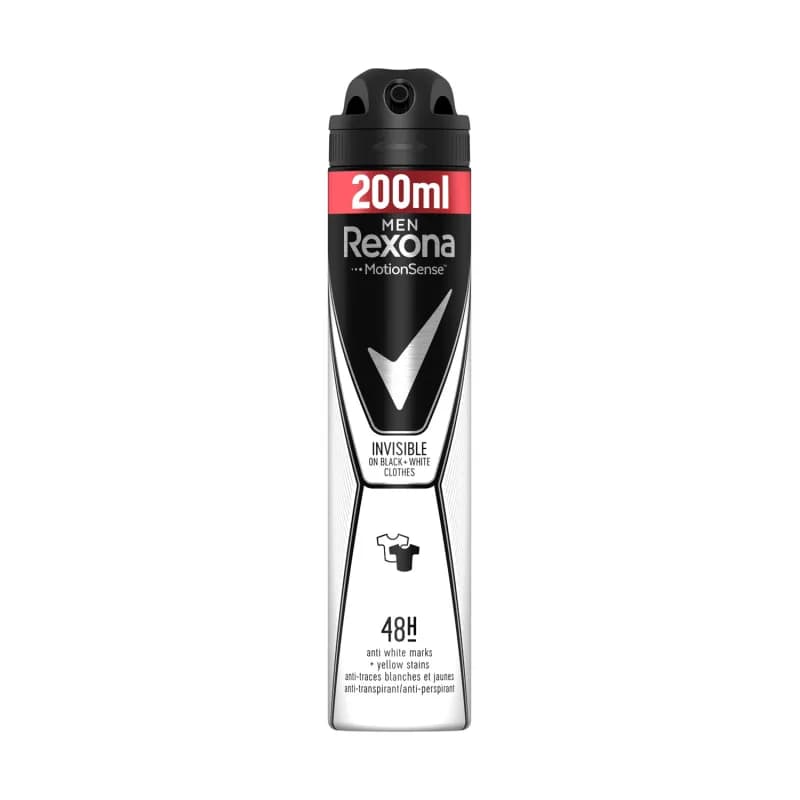 Rexona deodorant spray pentru barbati 200ml Invisible Black & White 0% Alkohol