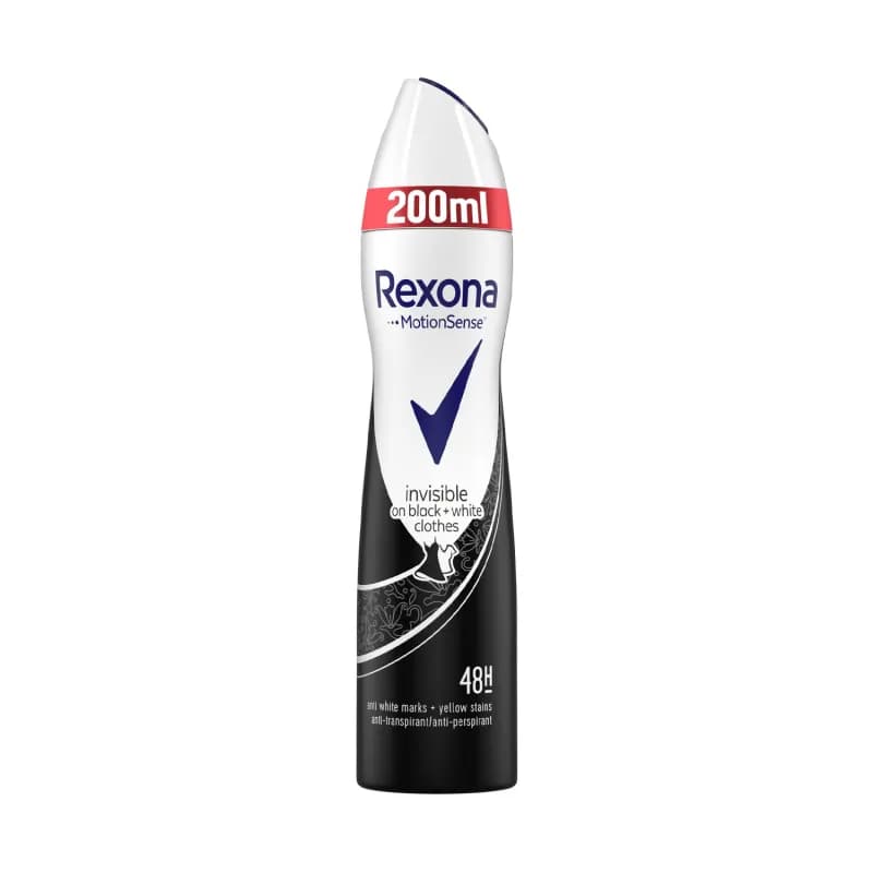 Rexona deodorant spray pentru femei 200ml Invisible Black & White 0%