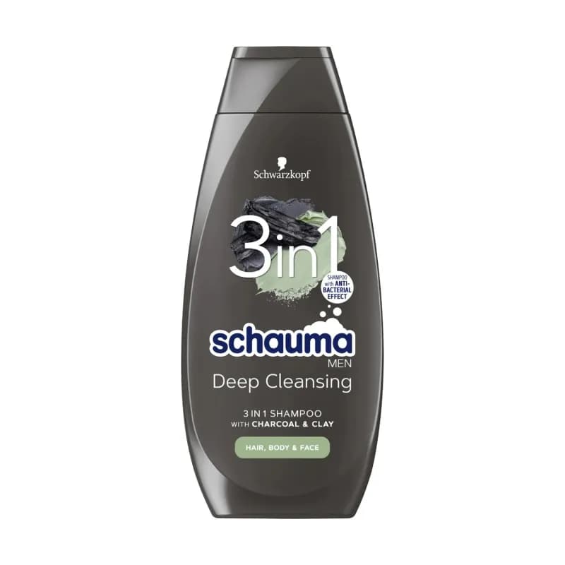 Schauma sampon 3 in 1 pentru barbati 400ml Charcoal & Clay