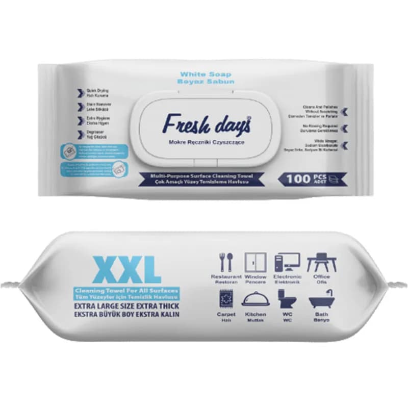 Fresh Days servetele umede XXL cu capac 100 buc