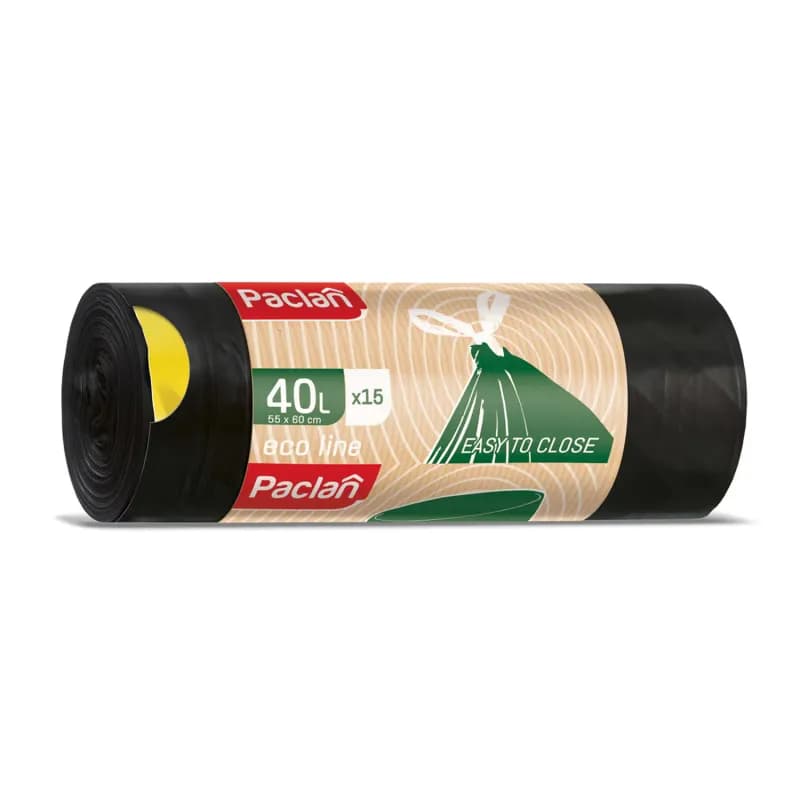 Paclan saci menajeri cu snur 40L 10buc/rola