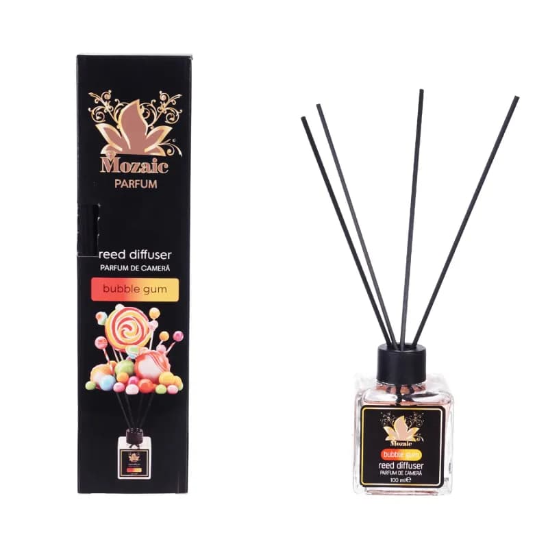 Mozaic odorizant de camera cu bete 100ml, BubbleGum (Guma de mestecat)