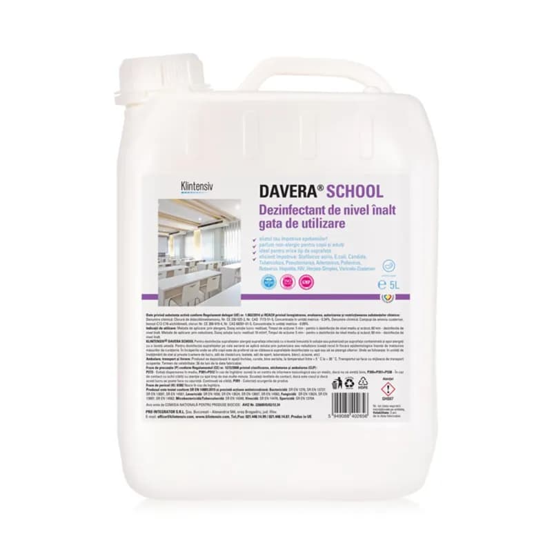 Klintensiv dezinfectant de nivel inalt gata de utilizare Davera School 5L