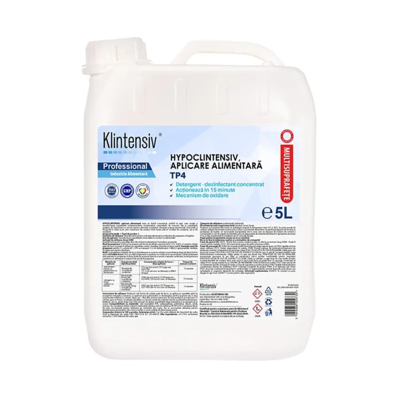 Klintensiv dezinfectant concentrat HYPOCLINTENSIV, aplicare alimentara 5L TP4