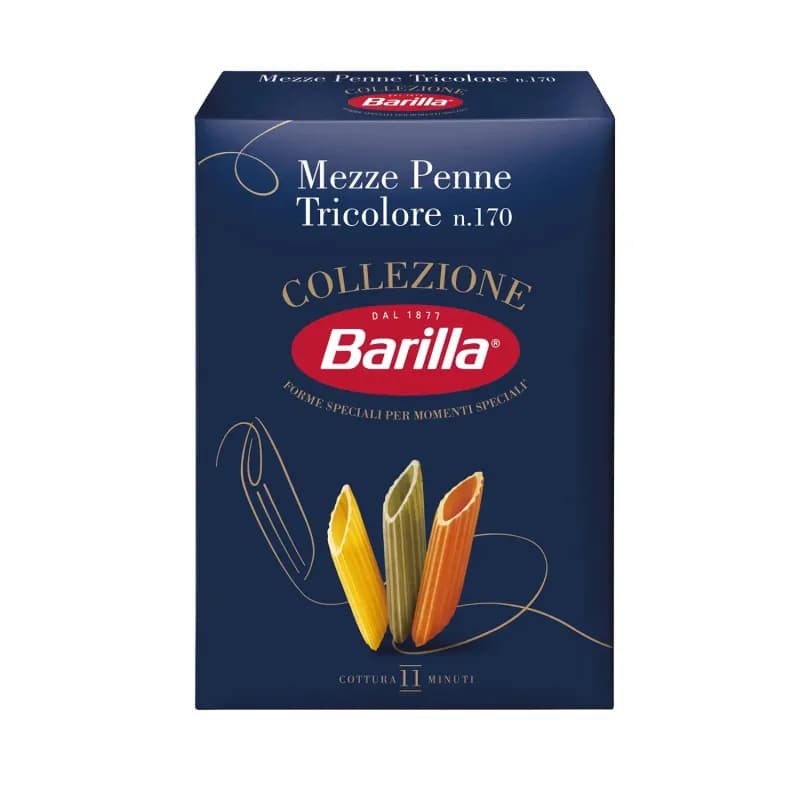 Barilla paste grau dur 500g Mezze Penne Tricolore LC
