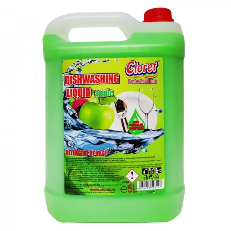 Cloret detergent de vase 5L, Apple (Mar verde)