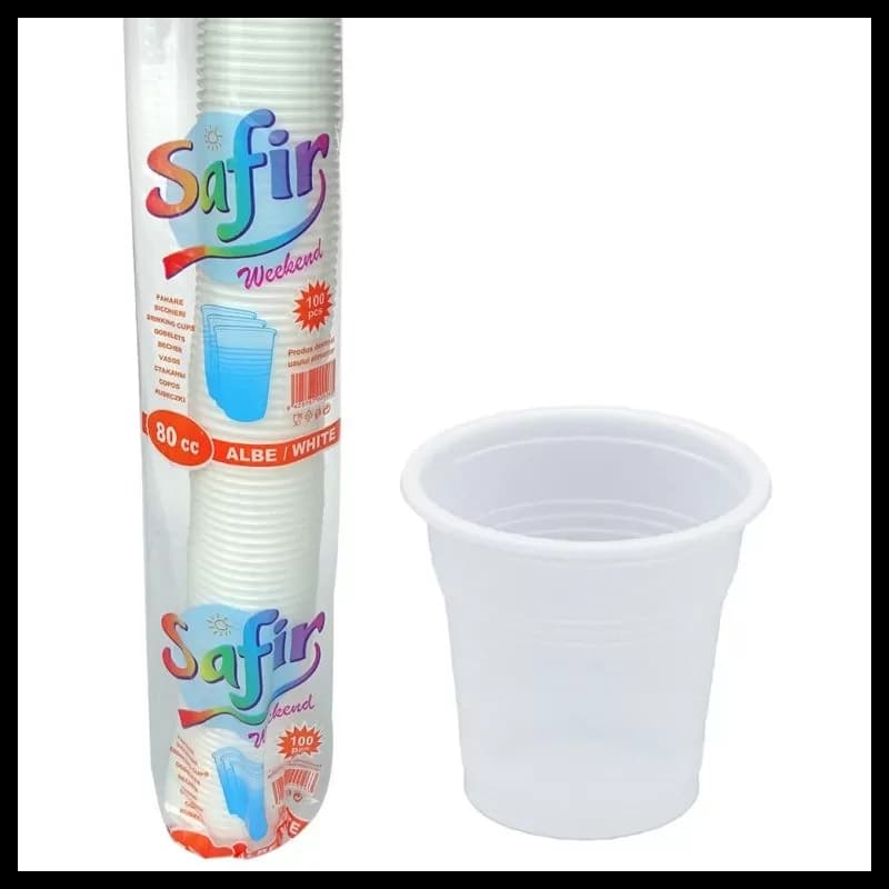 Pahare de plastic 80ml 100 buc/set Alb PP