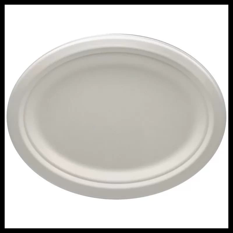 Platou oval biodegradabil din trestie de zahar 20cm 50buc/set