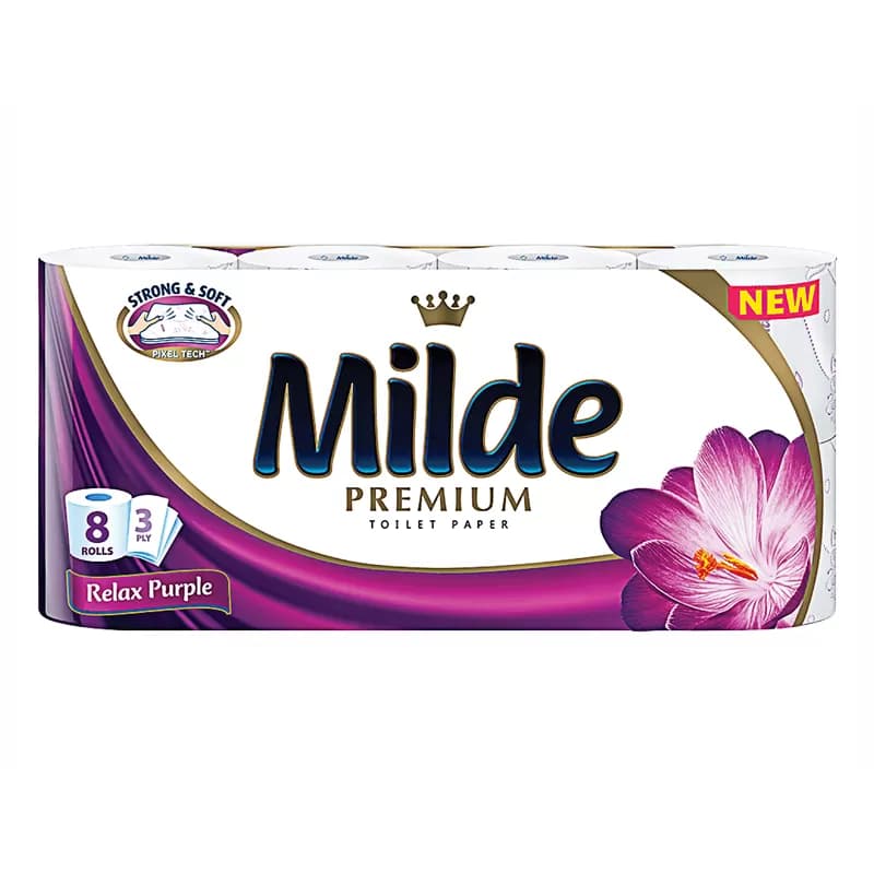 Milde hartie igienica parfumata, 8 role/set, 3 str, Relax Purple