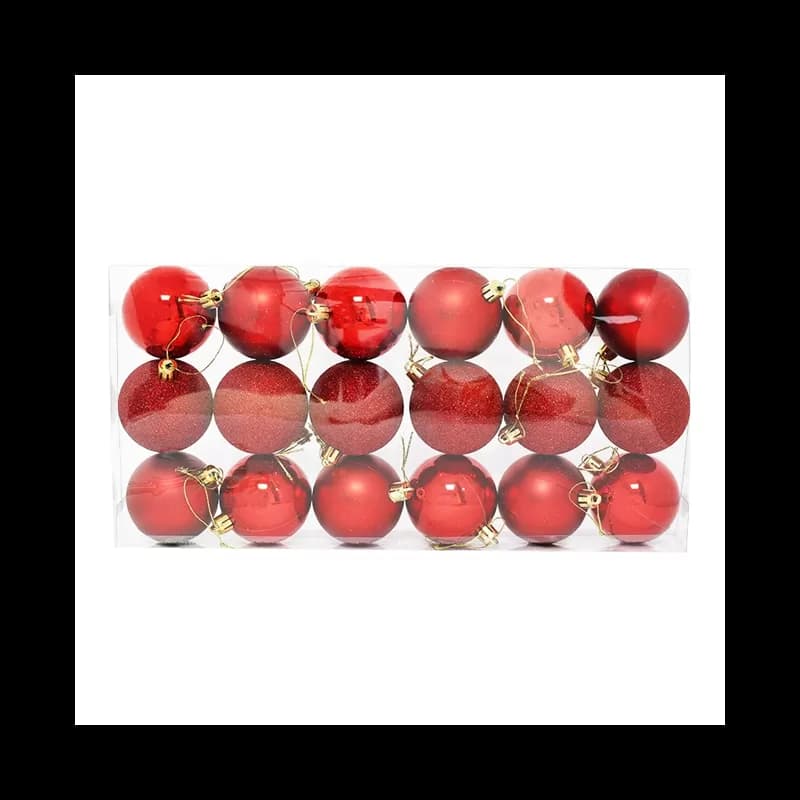 Set globuri pentru brad de Craciun 6cm 18 buc/set Rosu