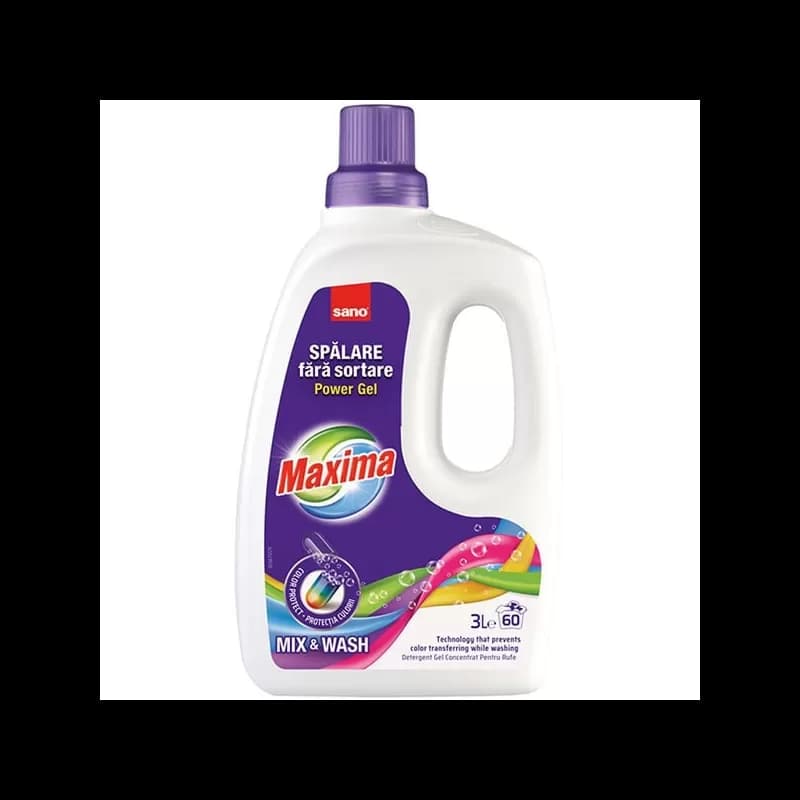 Sano Maxima Power Gel detergent de rufe lichid 3L, Mix & Wash