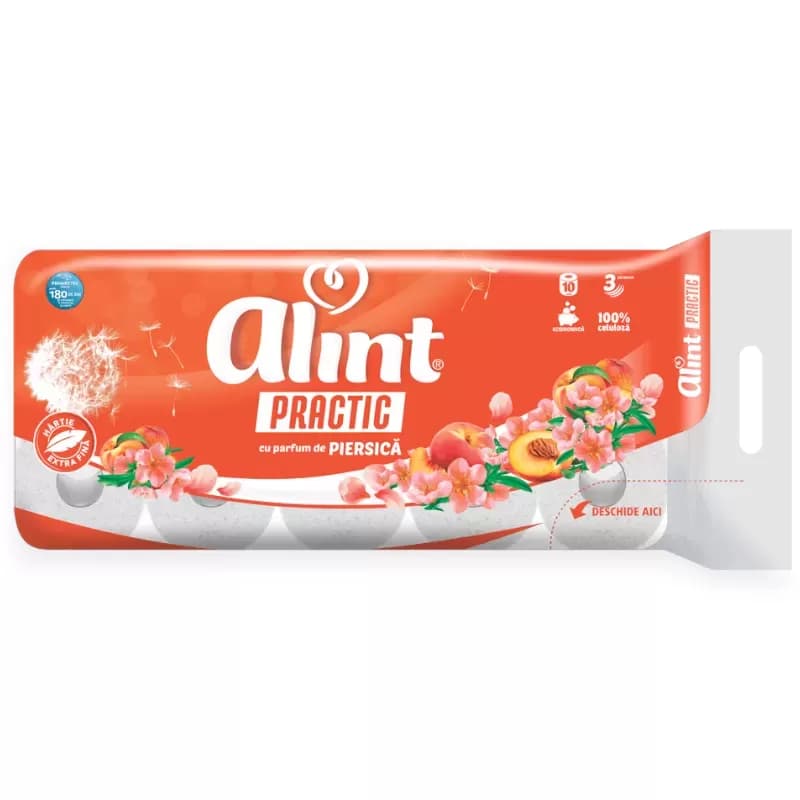 Alint Practic hartie igienica, alba, 10 role, 3 str, Piersica