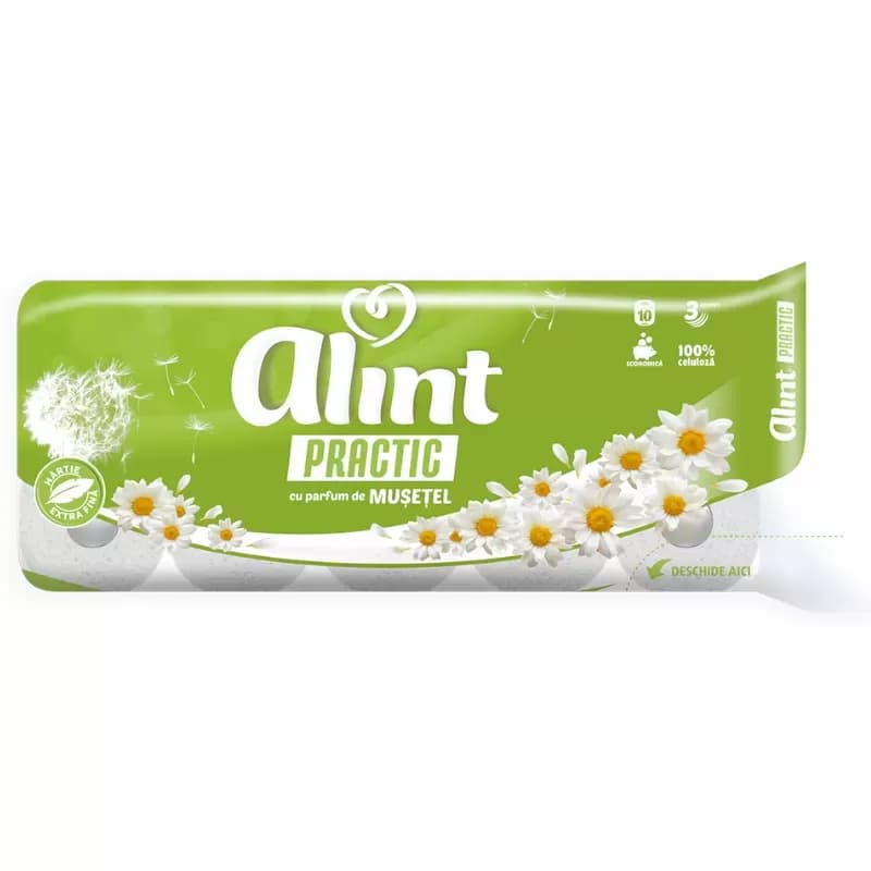 Alint Practic hartie igienica, alba, 10 role, 3 str, Musetel