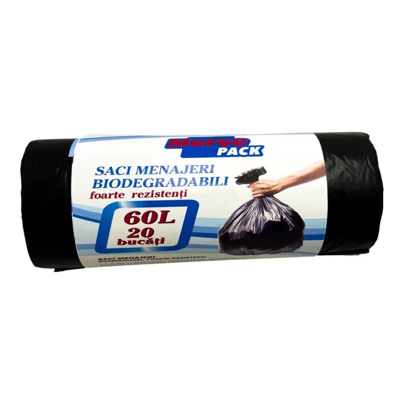 Merve saci menajeri 60 l , biodegradabili , 20 buc / rola Negrii