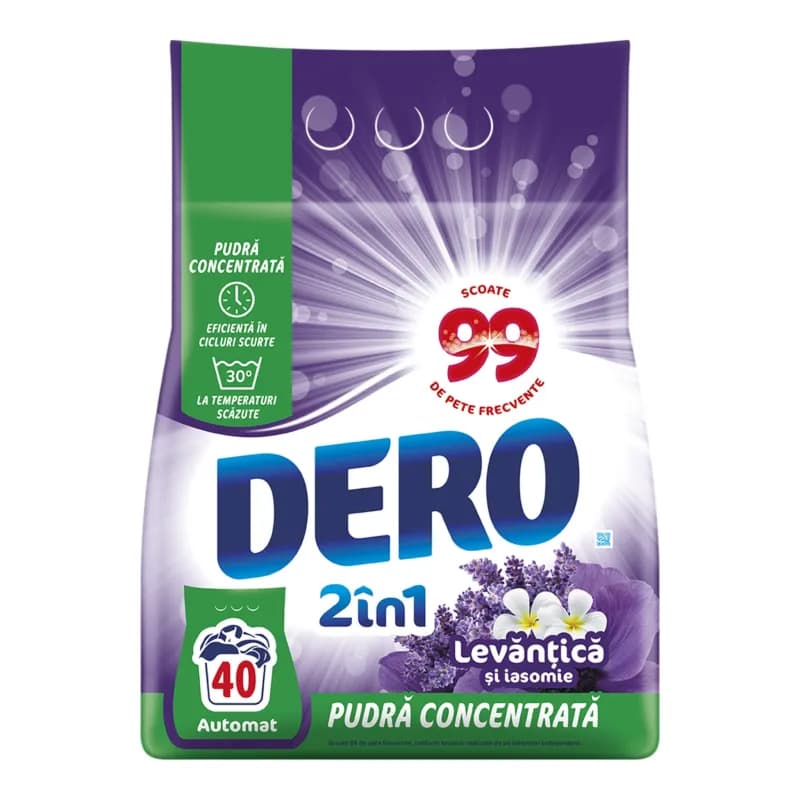 Dero 2in1 detergent automat de rufe pudra 3 kg, 40 spalari, Levantica & Iasomie