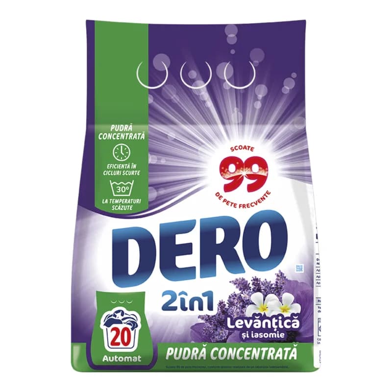 Dero 2in1 detergent automat de rufe pudra 1.5 kg, 20 spalari, Levantica & Iasomie