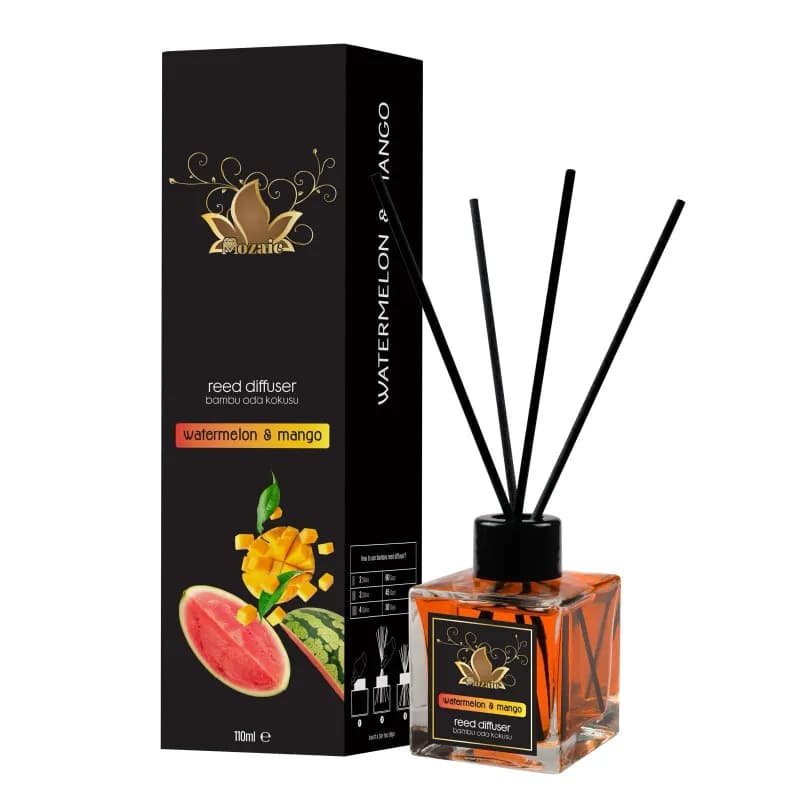 Mozaic odorizant de camera cu bete 100ml, Watermelon & Mango (Pepene verde & Mango)