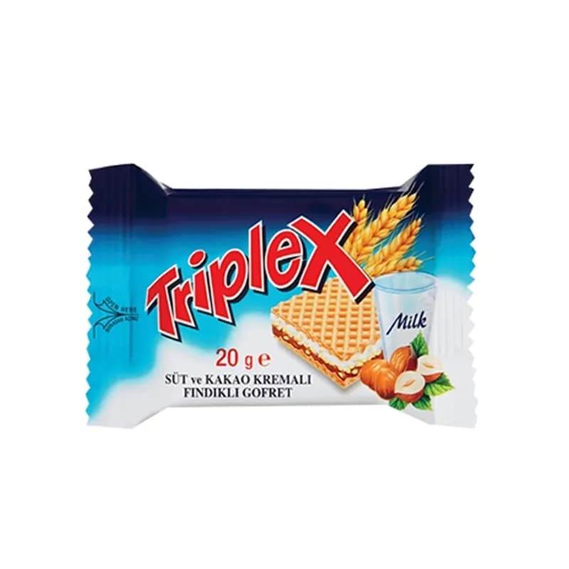 Triplex napolitane cu alune cu crema de cacao si lapte 20 gr