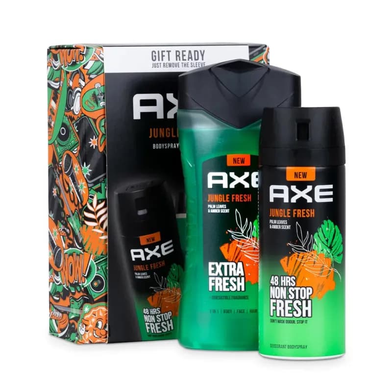 Axe caseta cadou Jungle Fresh 2 piese: gel de dus 250ml + deodorant spray 150ml