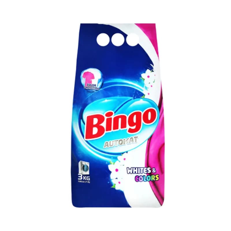 Bingo detergent de rufe automat pudra 3kg 2 in 1 White & Colors