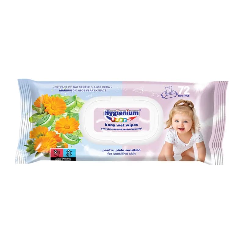 Hygienium Baby servetele umede pentru bebelusi 72buc Galbenele si Aloe Vera