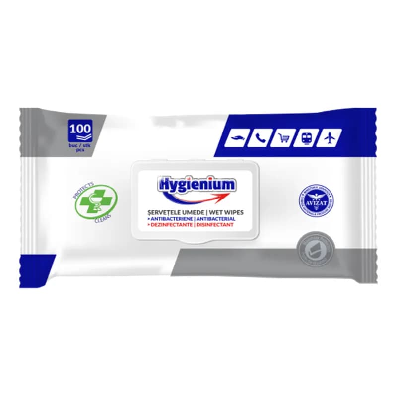 Hygienium servetele antibacteriene si dezinfectante cu capac 100buc